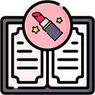 Icon of appointment book with a lipstick icon above it