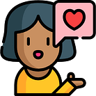 Icon of woman with speech bubble with a heart in it