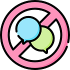 Icon of two speech bubbles with a prohibitory sign