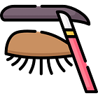 Icon of eyebrows being shaped by a tool