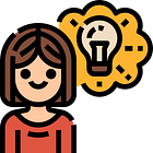 Icon of woman thinking about lighting