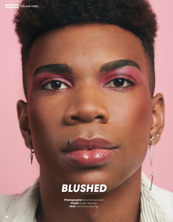 Male model editorial headshot for campaign titled blush
