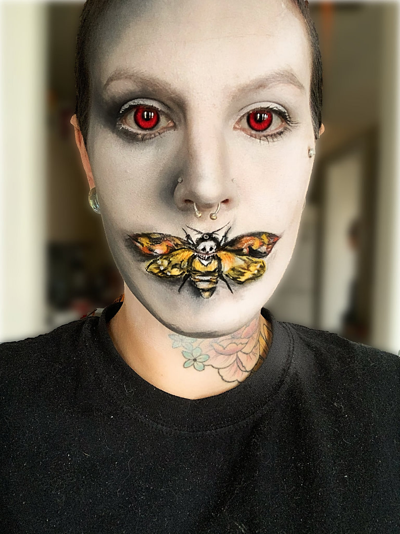 The Silence of the Lambs movie poster inspired makeup by Waring Makeup